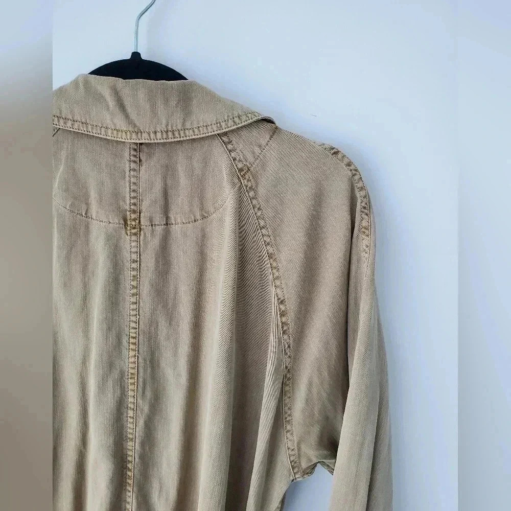 Aritzia Wilfred Lyocell Cotton Trench Coat Tan Belted Lightweight Minimalist - Picture 12 of 13